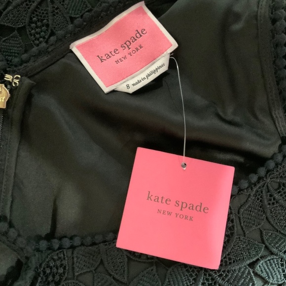Kate Spade Leaf Lace Black Sleeveless Shift Dress Size 8 - Picture 11 of 13
